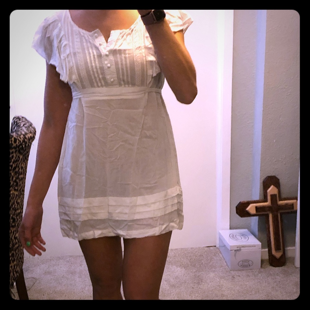 Cream boho peasant mini dress